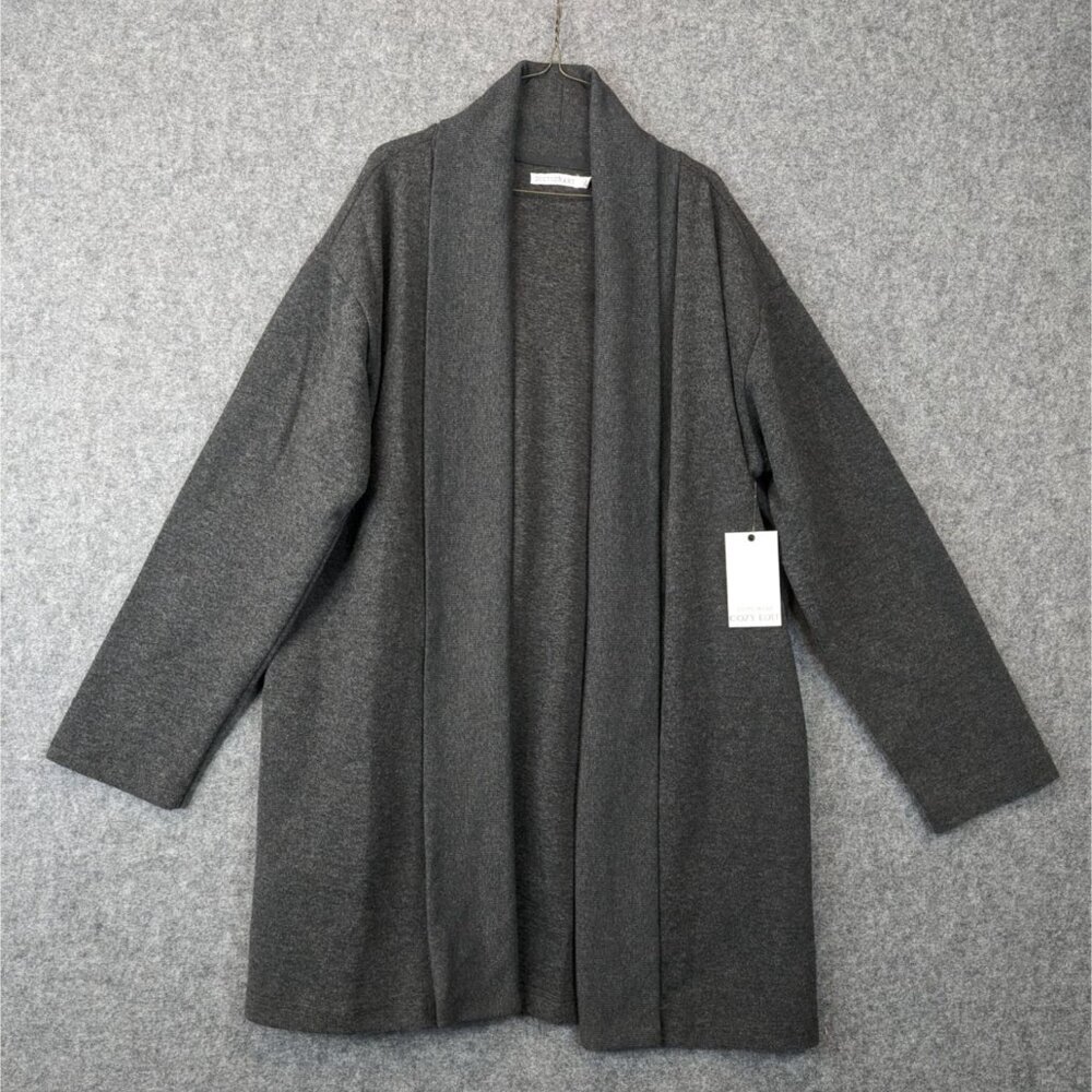 Cozy Edit Womens Large Grey Long Open Cardigan Soft Sweater NWT